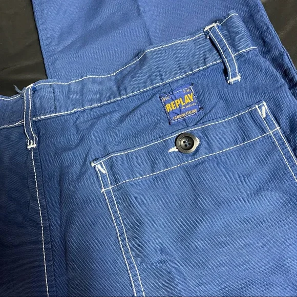 Vintage Y2k 90s Replay Blue Cargo Work Pants size 33 - Picture 4 of 14